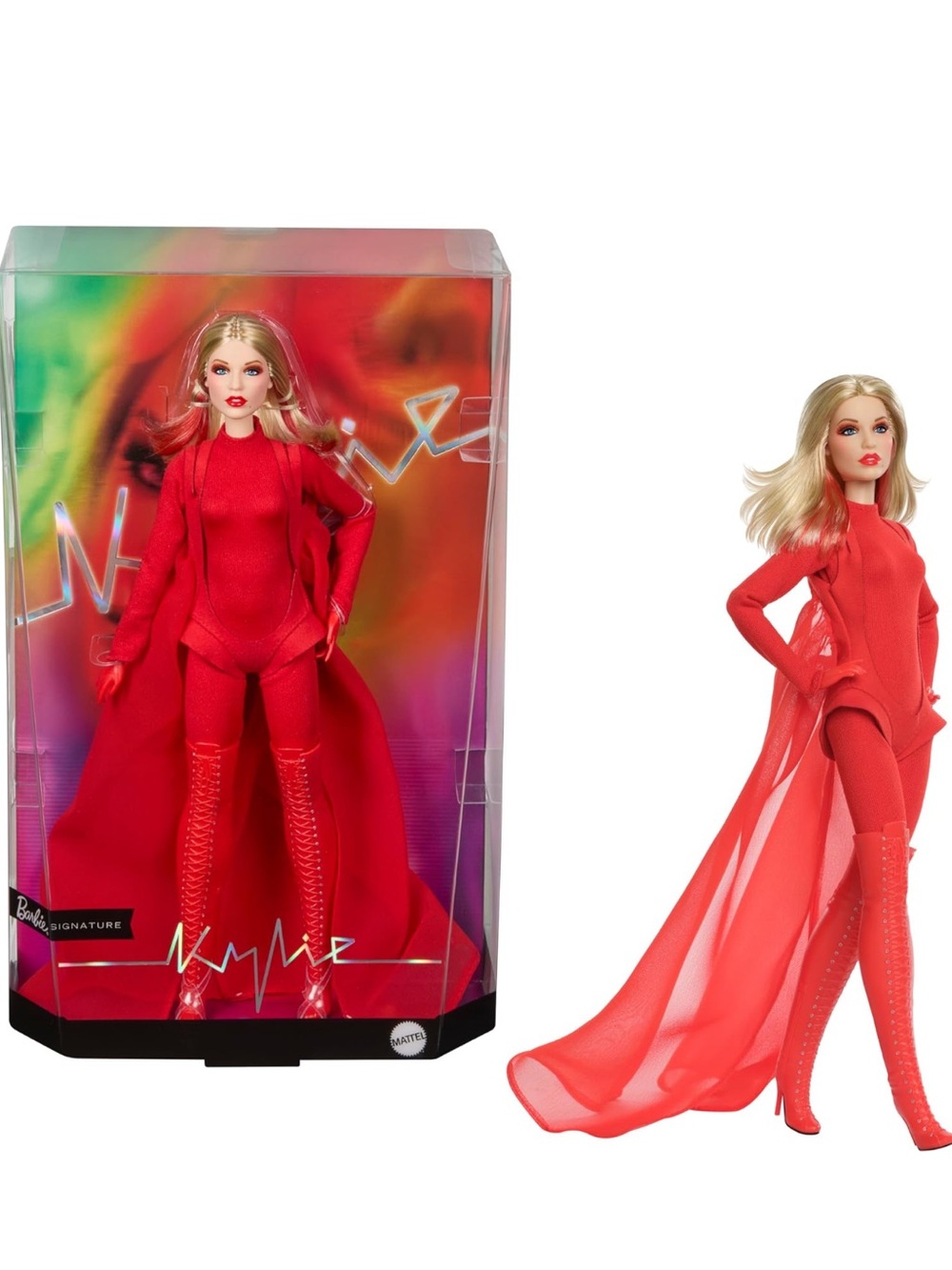 Barbie Signature Kylie Minogue Collectible Doll wearing red dress Padam Padam